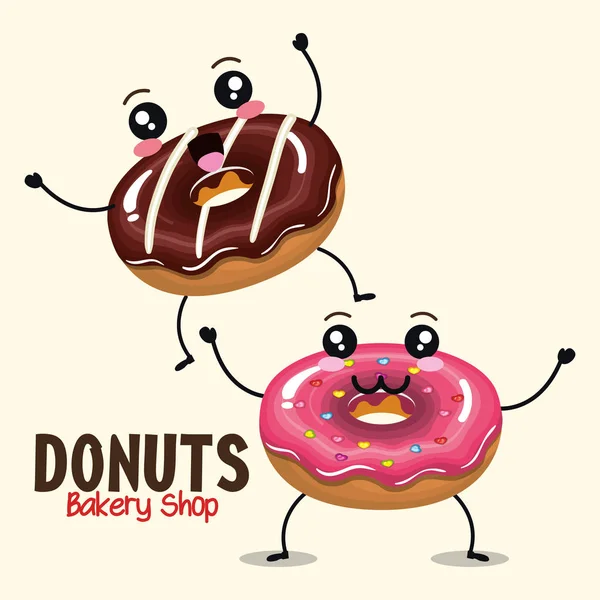 Delicioso donut personagem cômico —  Vetores de Stock