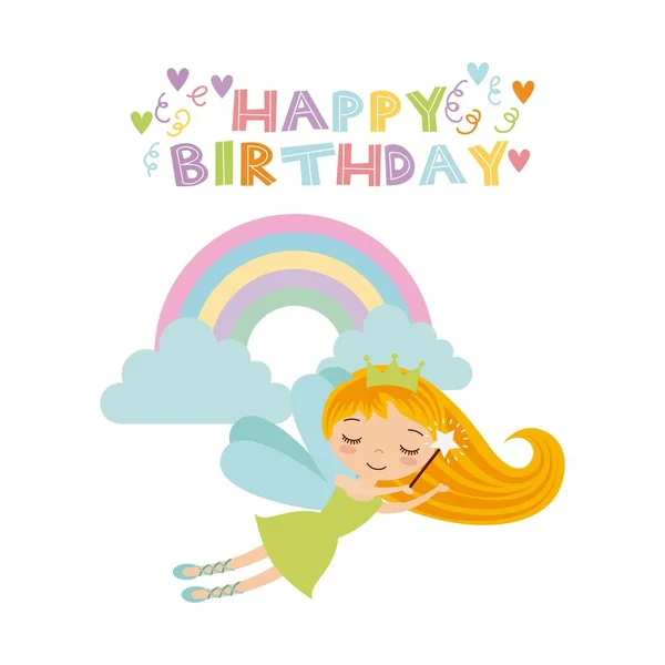 Fairy birthday card — Stock Vector