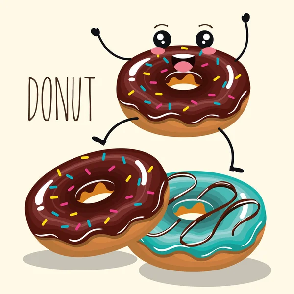 Heerlijke donut komische karakter — Stockvector