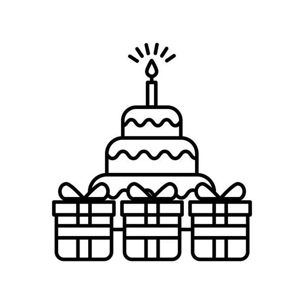 Birthday cake and gift boxes — Stock Vector