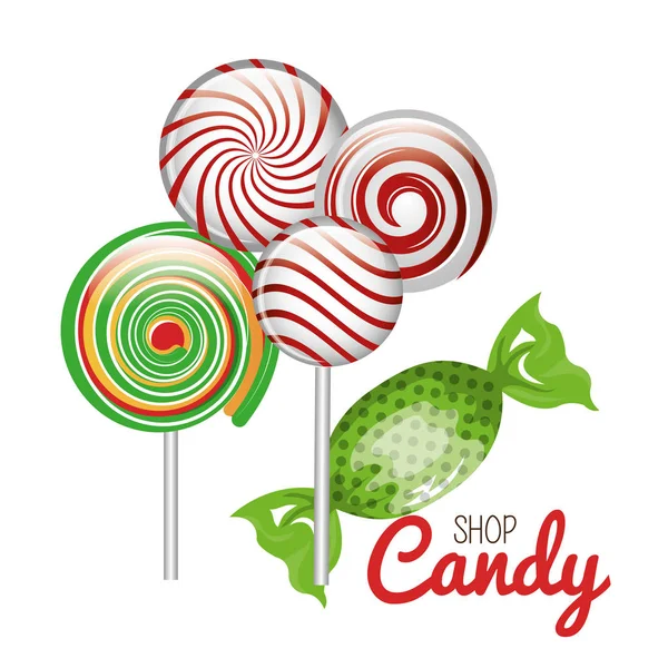 Lollipop candy sweet isolated icon — Stock Vector