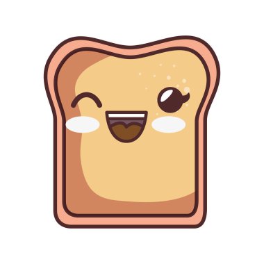 ekmek tost kawaii stil izole simgesi