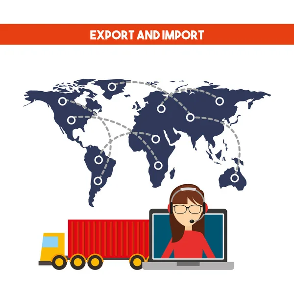 Desenho de exportação e importação —  Vetores de Stock