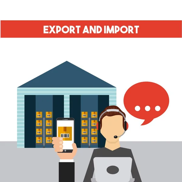 Desenho de exportação e importação —  Vetores de Stock