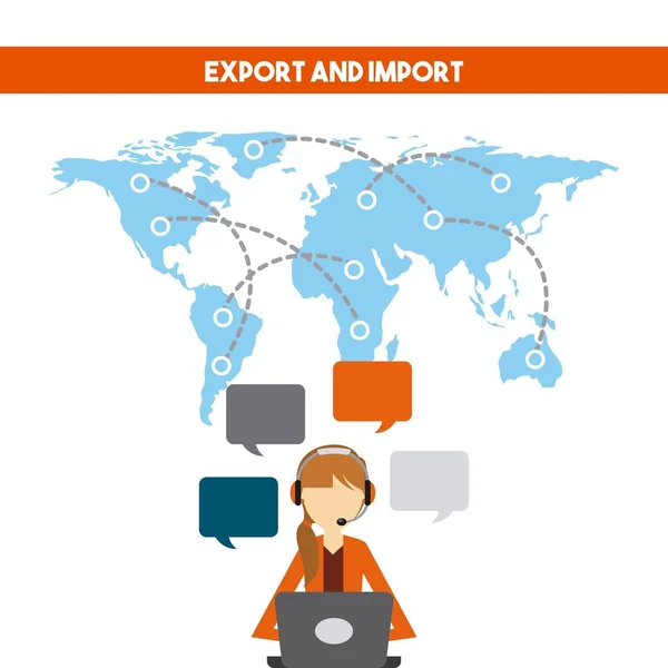 Desenho de exportação e importação —  Vetores de Stock