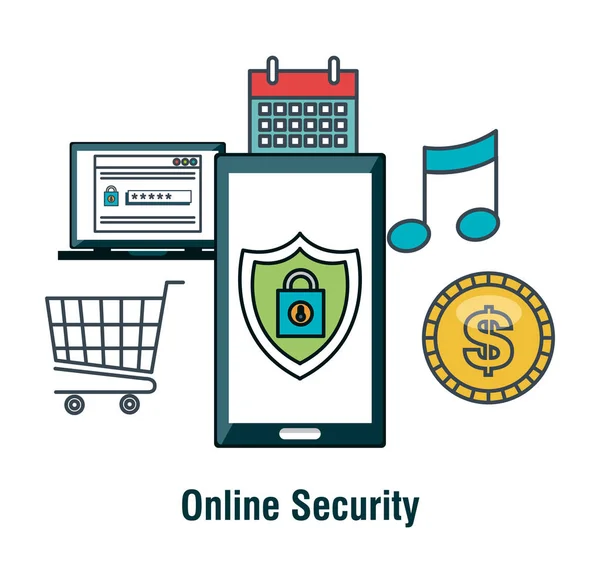 Online security flat icons — Stock Vector