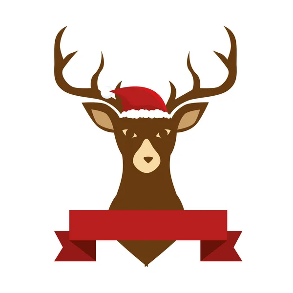 Reindeer christmas character icon — Stock Vector