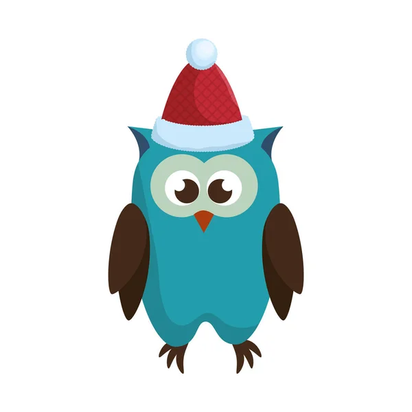 Búho con sombrero de Navidad — Vector de stock