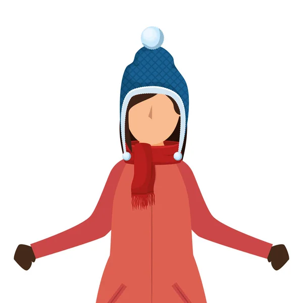 Person character with winter clothes — Stock Vector
