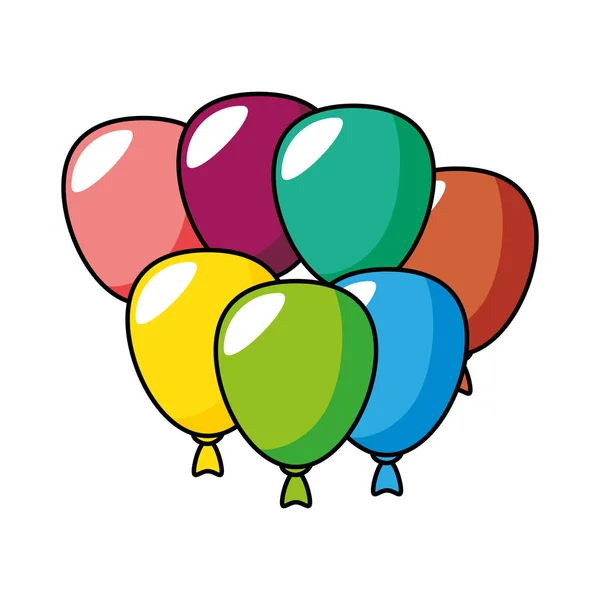 Balloons air party isolated icon — Stock Vector