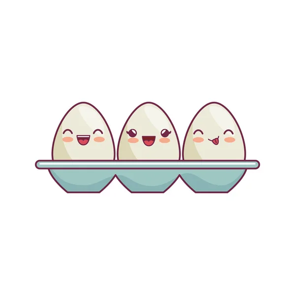 Eggs container kawaii style isolated icon — Stock Vector