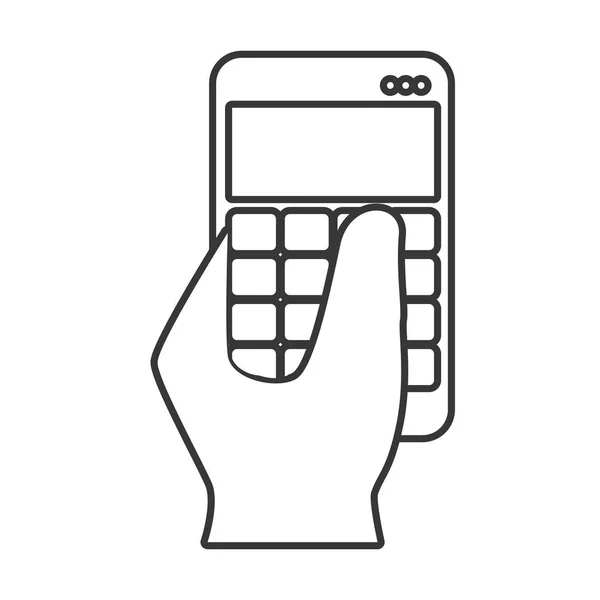 Mano humana con calculadora — Vector de stock