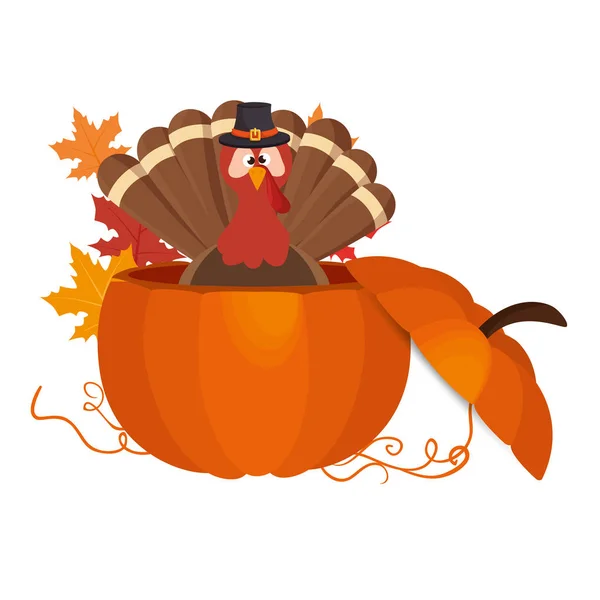 Thanksgiving turkey character icon — Stock Vector