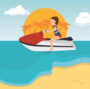 Kız jet ski tropikal beach tatil