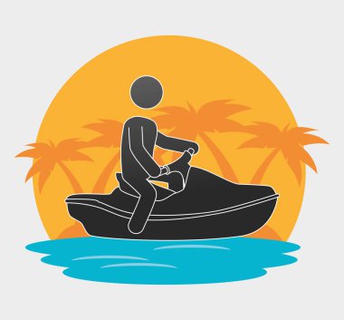 siluet adam jet ski plaj arka plan