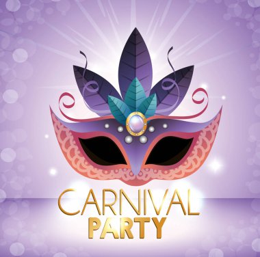 Karnaval parti maskesi mor parlak arka plan