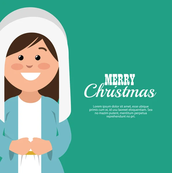 Весела різдвяна листівка з незайманою Мері посміхається — стоковий вектор