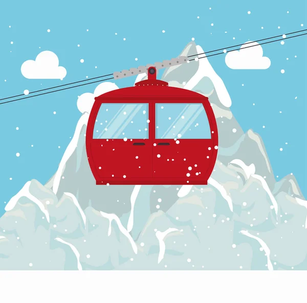 Chemin de câble neige montagne conception — Image vectorielle