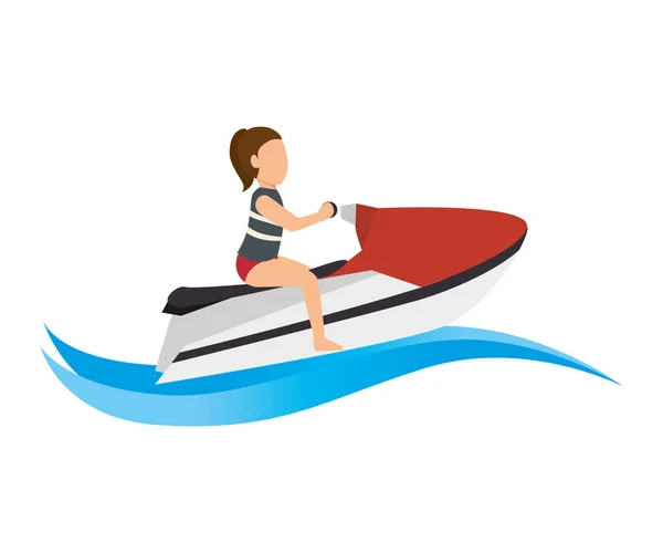 Girl riding water bike sport — Stock Vector