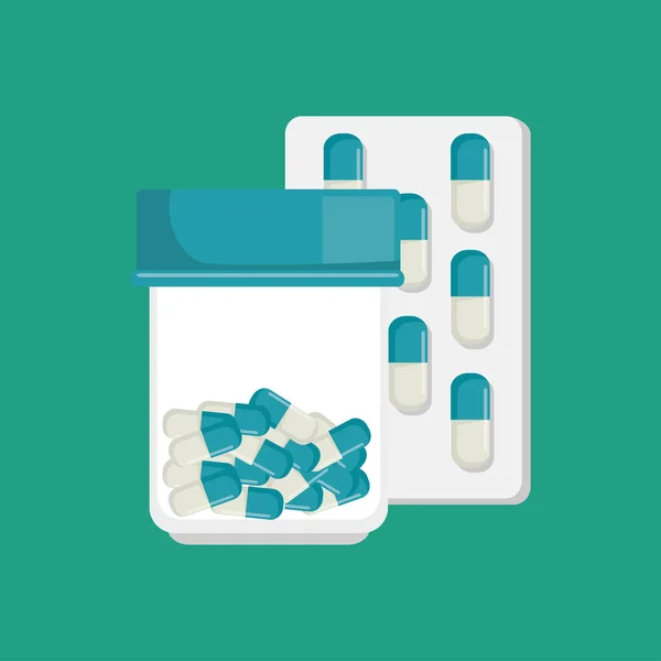 A gyógyszer gyógyszertári kapszula orvosi — Stock Vector