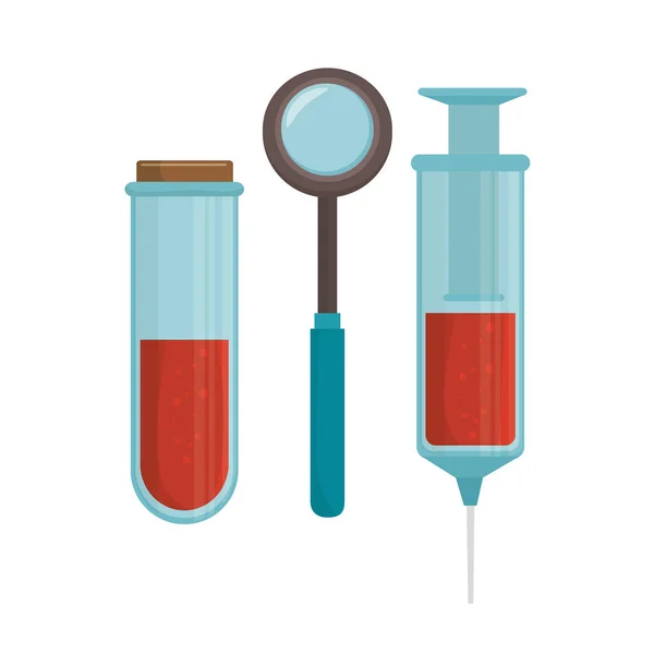 튜브 테스트 주사기 혈액 도구 — 스톡 벡터