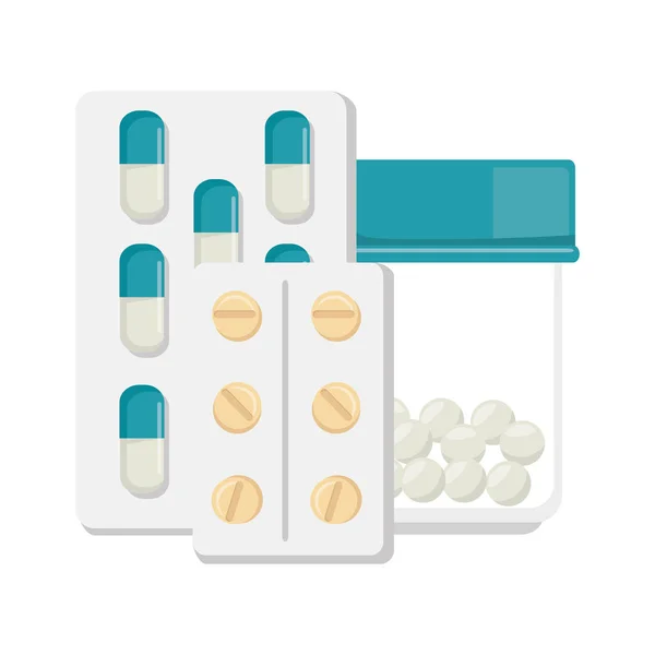 Medicamentos farmacéuticos medicamentos píldoras — Vector de stock