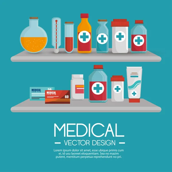 Colección médica productos farmacéuticos — Vector de stock