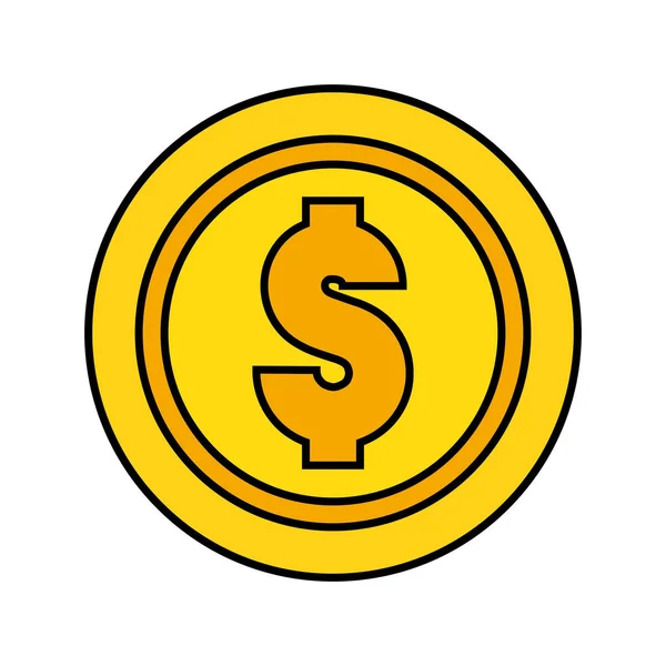 Moneda dinero aislado icono — Vector de stock