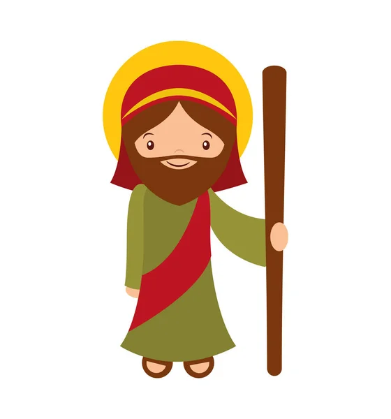 Saint Joseph mangeoire caractère — Image vectorielle