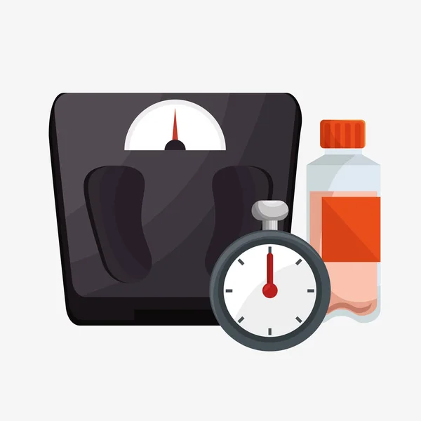 Impostare peso scala proteine bottiglia cronometro — Vettoriale Stock