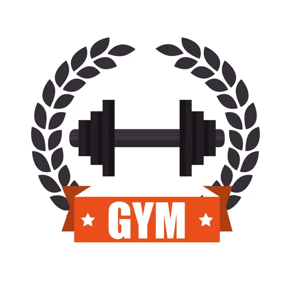 Gym sport emblém činka — Stockový vektor