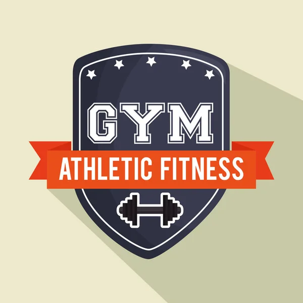 Emblem gym athletic fitness shield — Stock Vector