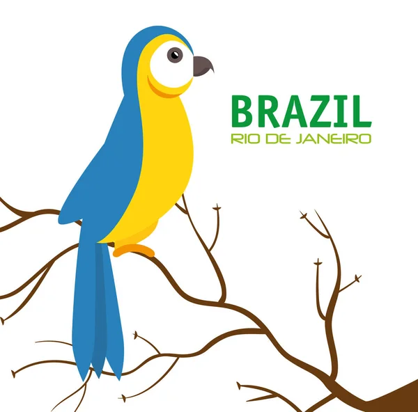 Ptaków Ara niebieski i żółty Brazylia — Wektor stockowy