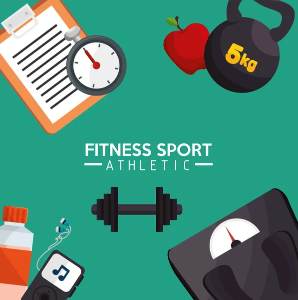 Fitness sport diseño de póster atlético — Vector de stock