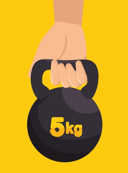 Hand hält Kettlebell Fitness-Design — Stockvektor