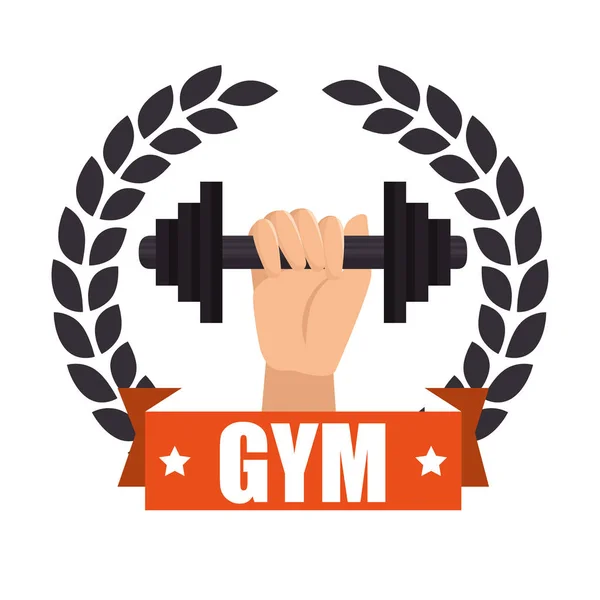 Insignia gimnasio deporte etiqueta diseño — Vector de stock