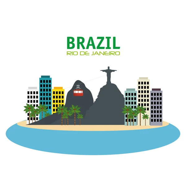 Brazil rio de janeiro touristics places design — 图库矢量图片