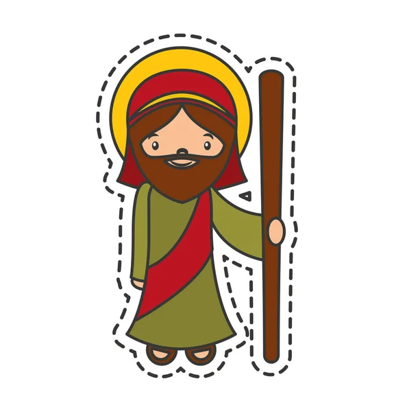 Carácter de santo carpintero pesebre — Vector de stock