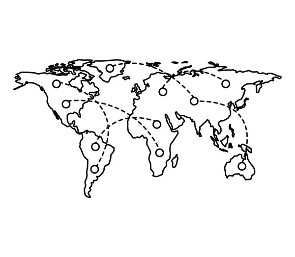 Mapa del mundo geografía icono — Vector de stock