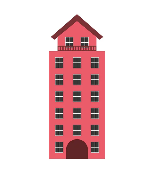 Costruzione edificio icona isolata — Vettoriale Stock