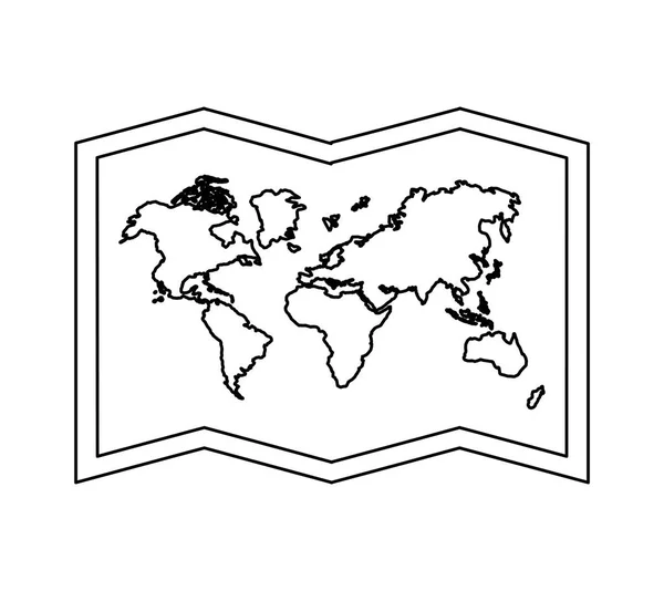 Mapa del mundo geografía de papel icono — Vector de stock