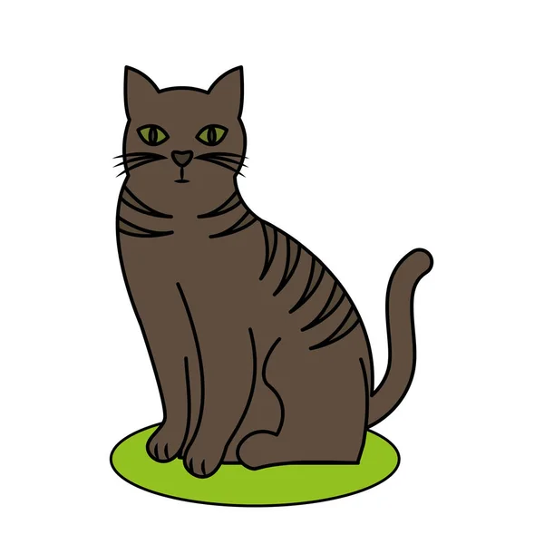 Lindo gato mascota aislado icono — Vector de stock