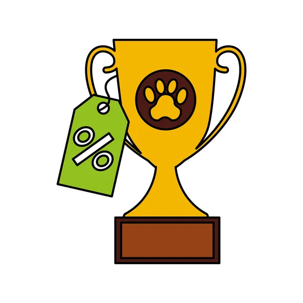 Trofeo primer lugar mascota aislado icono — Vector de stock