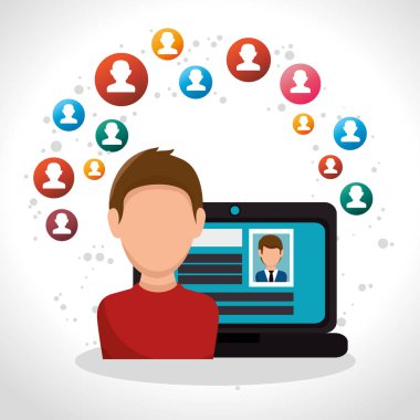 çizgi film adam dizüstü sayfa web profilleri