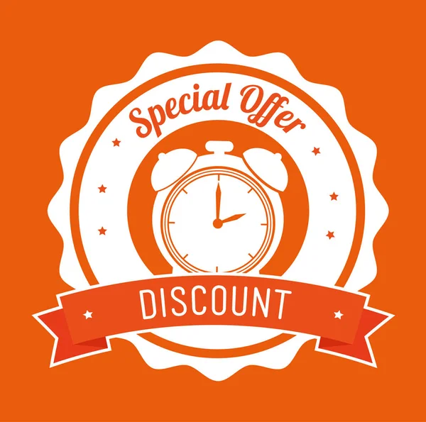 Oferta especial banner de sello naranja de descuento — Vector de stock