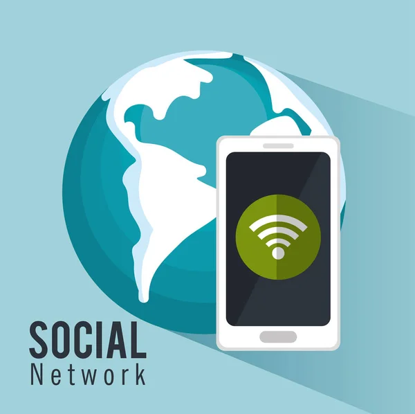 Globální sociální metwork smartphone internet — Stockový vektor