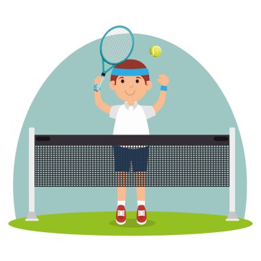 adam oyuncu Tenis Kortu raketi