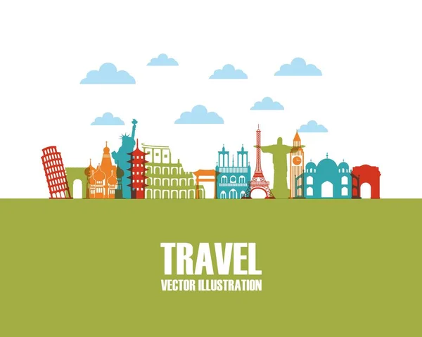 Viagens e design de turismo — Vetor de Stock