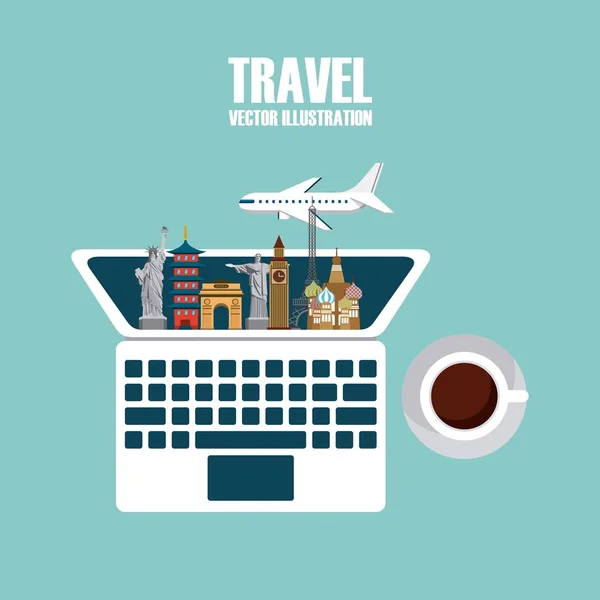 Viagens e design de turismo — Vetor de Stock