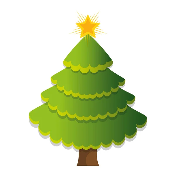 Merry christmas tree isolated icon — Stock Vector